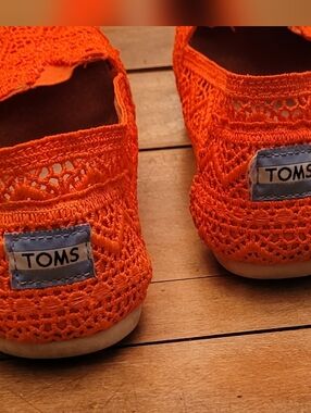TOMS Women's Crochet Slip-On Flats in Orange